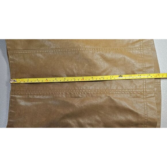Free People Womens 8 Modern Femme Vegan Faux Leather Mini Skirt Brown‎ Tobacco - Picture 11 of 12